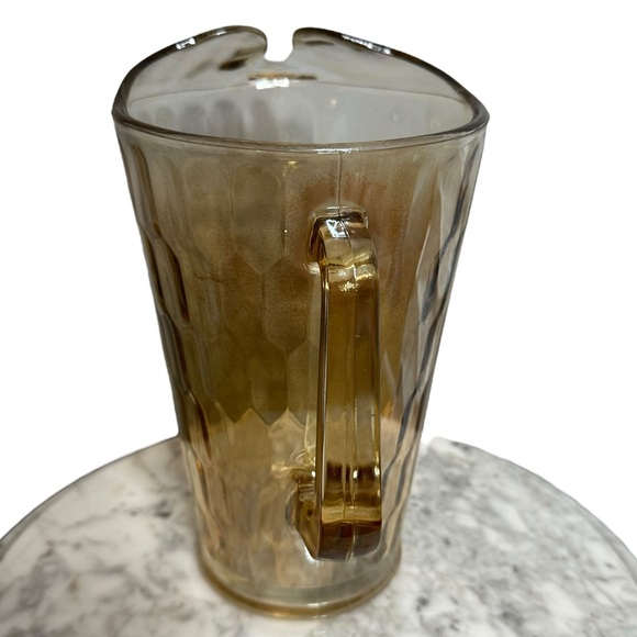 Vintage Jeanette Marigold Carnival Glass Hex Optic Pitcher and Tumblers - Picture 3 of 13
